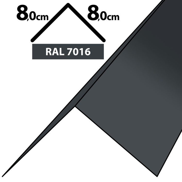 1m Winkelblech Kantblech Kante Blechwinkel pulverbeschichtetes 0,5mm, Zuschnitt 16cm -RAL-7016 Graphit