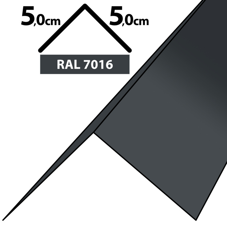 1m Winkelblech Kantblech Kante Blechwinkel pulverbeschichtetes 0,5mm, Zuschnitt 10cm -RAL-7016 Graphit