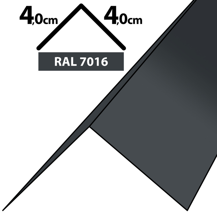 1m Winkelblech Kantblech Kante Blechwinkel pulverbeschichtetes 0,5mm, Zuschnitt 8cm -RAL-7016 Graphit