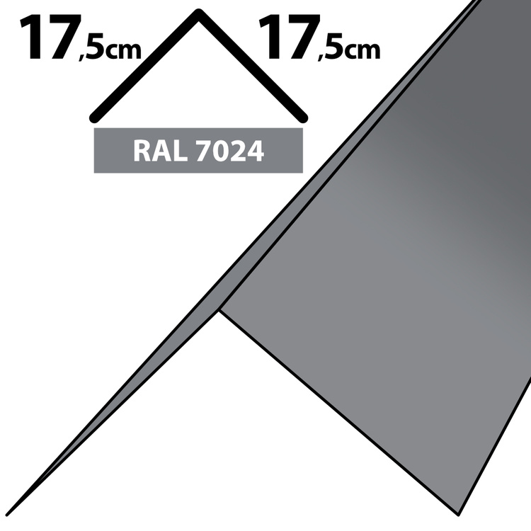 1m Winkelblech Kantblech Kante Blechwinkel pulverbeschichtetes 0,5mm, Zuschnitt 35cm -RAL-7024 Grau