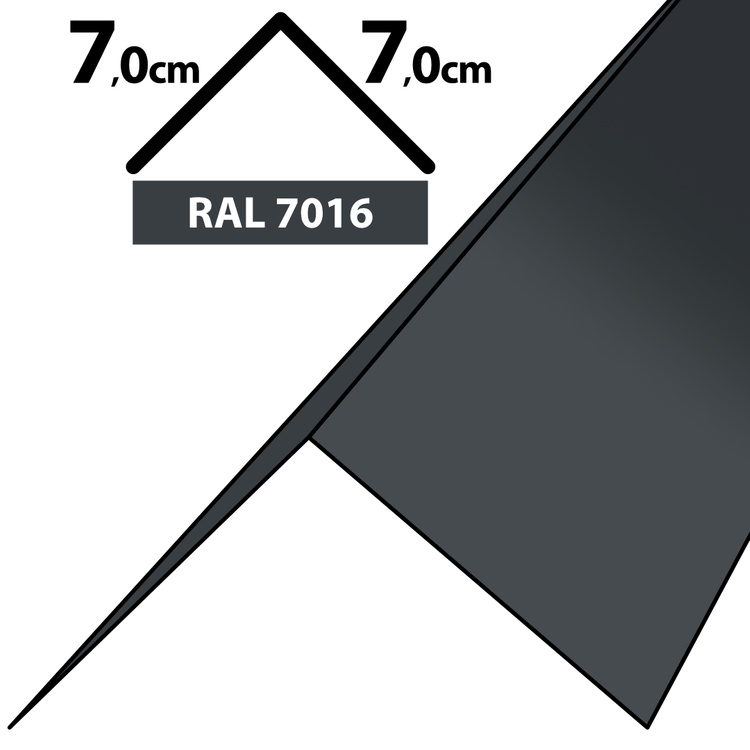 1m Winkelblech Kantblech Kante Blechwinkel pulverbeschichtetes 0,5mm, Zuschnitt 14cm -RAL-7016 Graphit