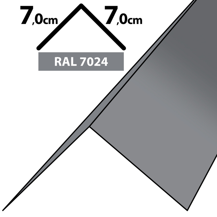 1m Winkelblech Kantblech Kante Blechwinkel pulverbeschichtetes 0,5mm, Zuschnitt 14cm -RAL-7024 Grau