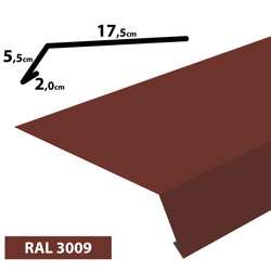 2m Traufblech, Pulverbeschichtetes Rinneneinhang-Dachblech, Zuschnitt 25cm -RAL-3009 Oxidrot / Kastanie