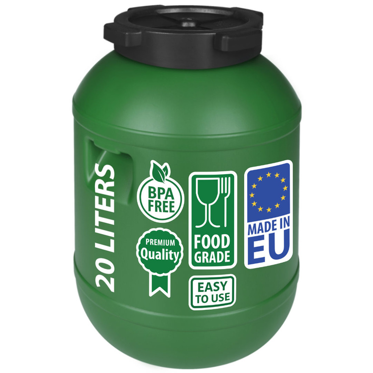 Weithalsfass Sauerkrautfas Regen Fass Gepäcktonne Camping, grün - 20 Liter