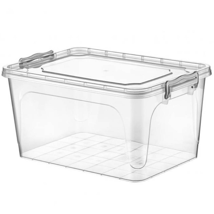 Rechteckig Behälter, Aufbewahrungsbox, Transparentbox, Kunststoffbox, Klappbox, Plastikbox – transparent – 25,00 Liter