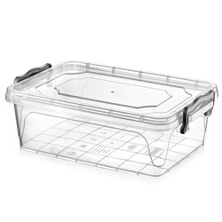 Rechteckig Behälter, Aufbewahrungsbox, Transparentbox, Kunststoffbox, Klappbox, Plastikbox – transparent – 6,00 Liter