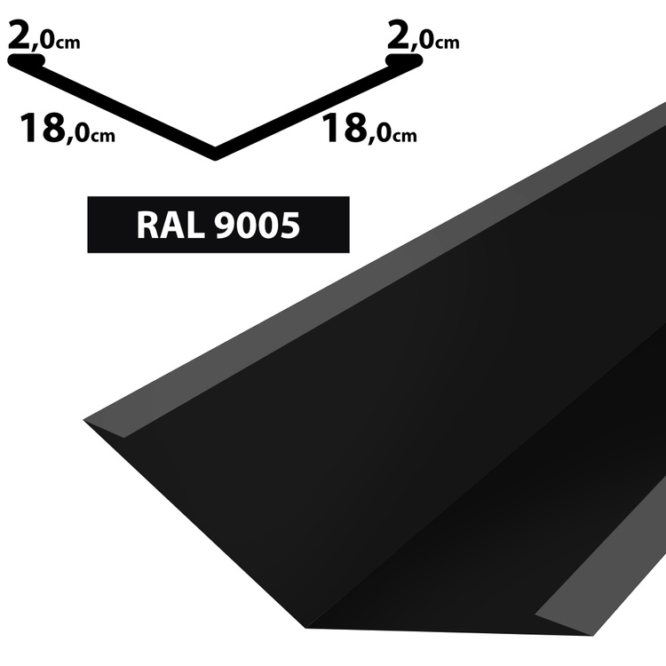 1m Kehlblech Kehle Dachblech Winkelblech pulverbeschichtetes 0,5mm, Zuschnitt 40cm -RAL-9005 Schwarz