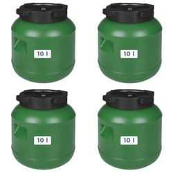 Weithalsfass Sauerkrautfas Regen Fass Gepäcktonne Camping, grün - 10 Liter / Satz mit 4 Fässern