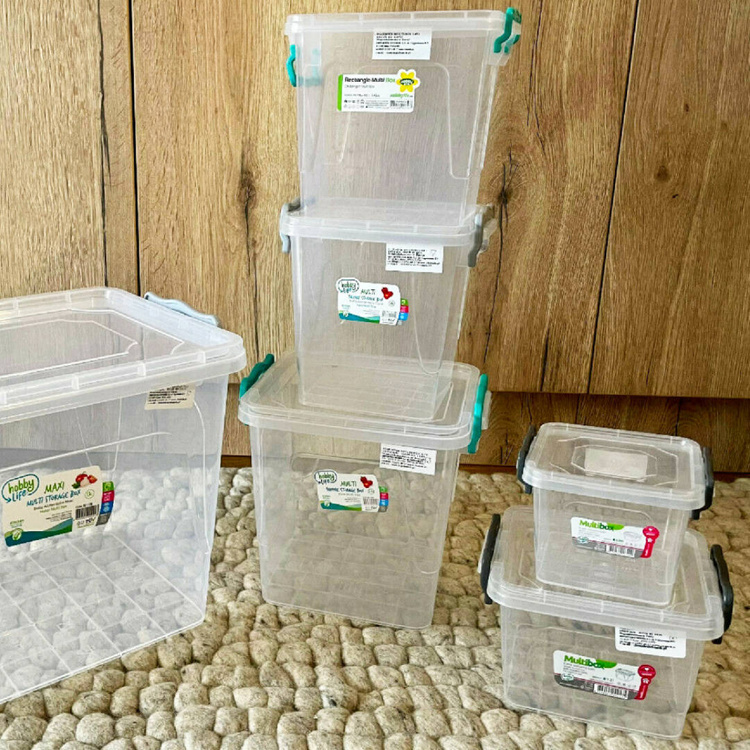Quadratischer Behälter, Aufbewahrungsbox, Transparentbox, Kunststoffbox, Klappbox, Plastikbox – transparent – 0,55 Liter