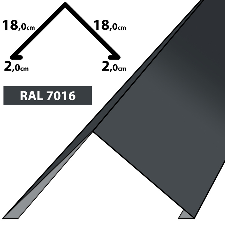 1m Firstblech Dachblech pulverbeschichtetes Zuschnitt 40cm -RAL-7016 Graphit