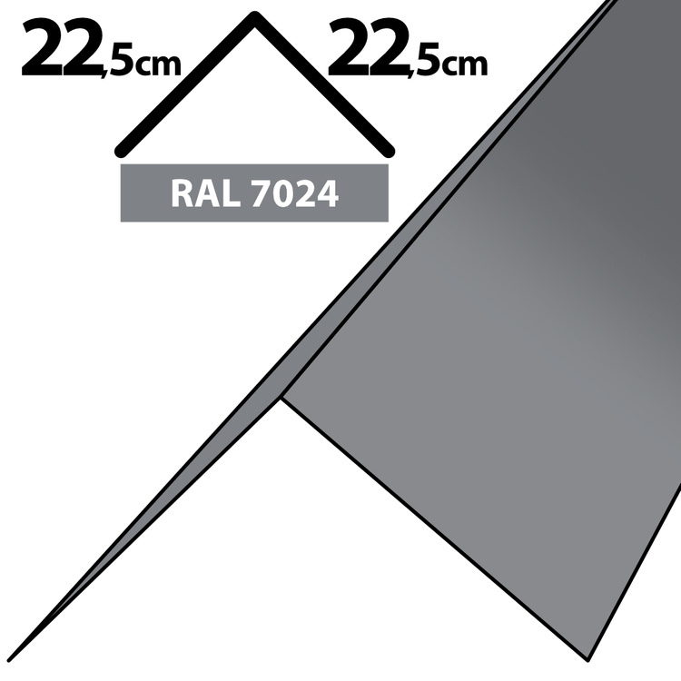 2m Winkelblech Kantblech Kante Blechwinkel pulverbeschichtetes 0,5mm, Zuschnitt 45cm -RAL-7024 Grau