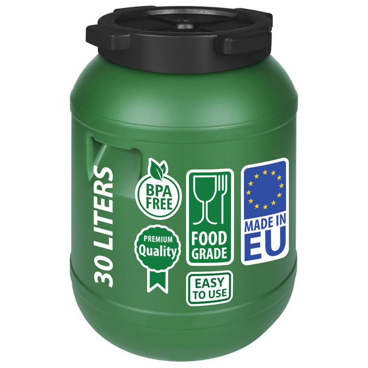 Weithalsfass Sauerkrautfas Regen Fass Gepäcktonne Camping, grün - 30 Liter