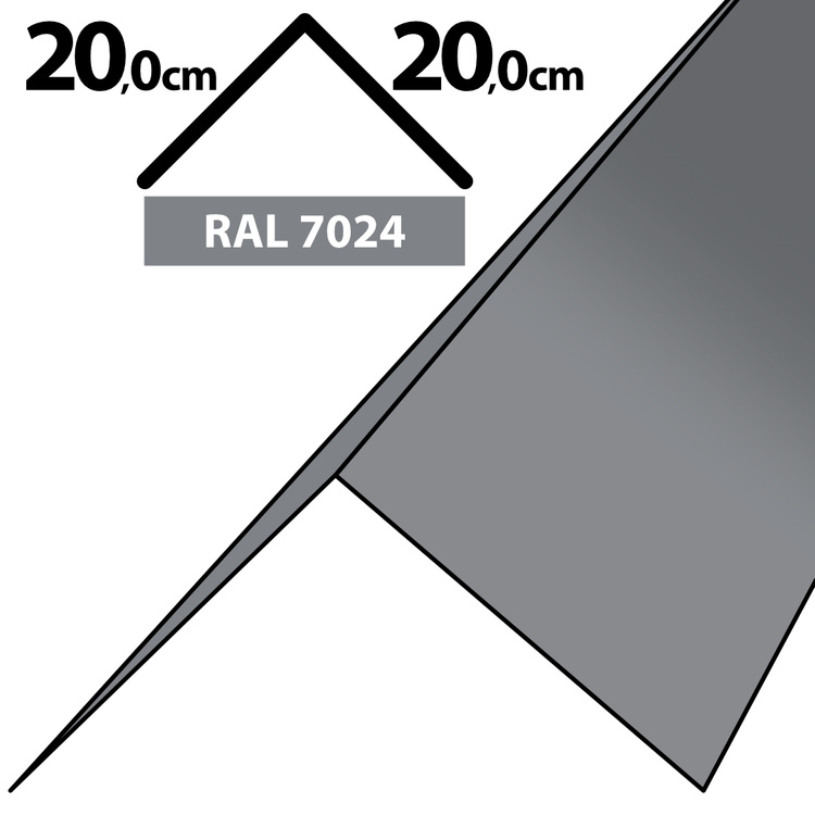 2m Winkelblech Kantblech Kante Blechwinkel pulverbeschichtetes 0,5mm, Zuschnitt 40cm -RAL-7024 Grau