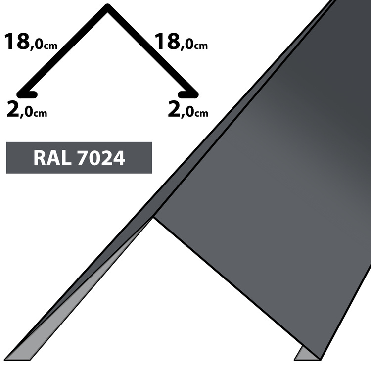 1m Firstblech Dachblech pulverbeschichtetes Zuschnitt 40cm -RAL-7024 Grau