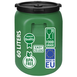 Weithalsfass Sauerkrautfas Regen Fass Gepäcktonne Camping, grün - 60 Liter