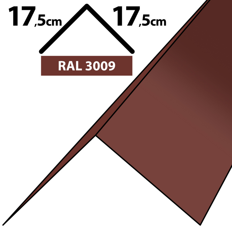 2m Winkelblech Kantblech Kante Blechwinkel pulverbeschichtetes 0,5mm, Zuschnitt 35cm -3009 Oxidrot / Kastanie