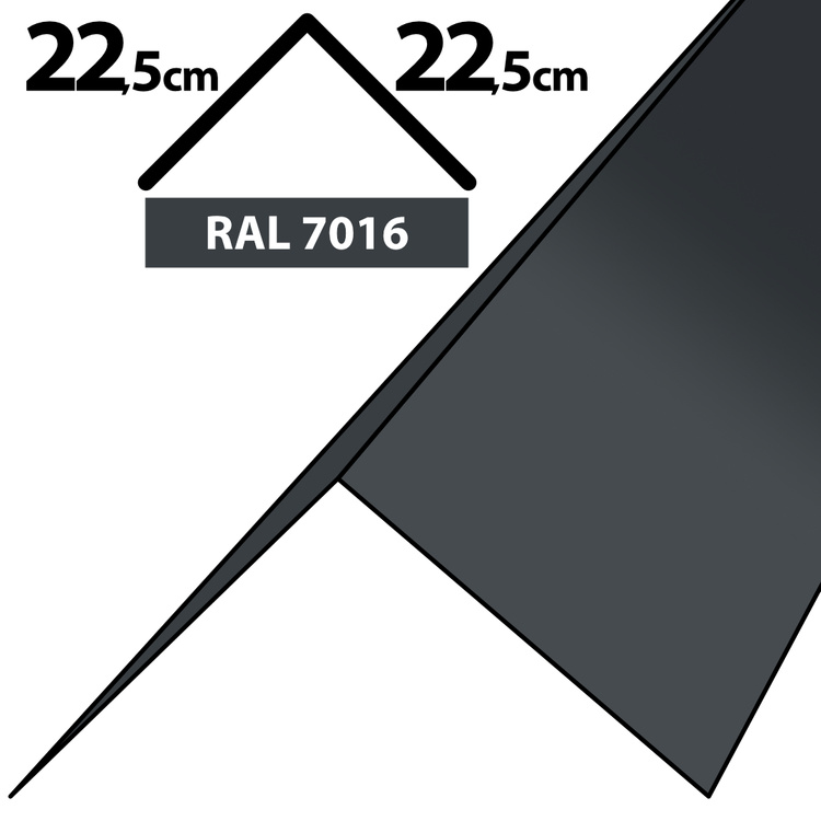 1m Winkelblech Kantblech Kante Blechwinkel pulverbeschichtetes 0,5mm, Zuschnitt 45cm -RAL-7016 Graphit