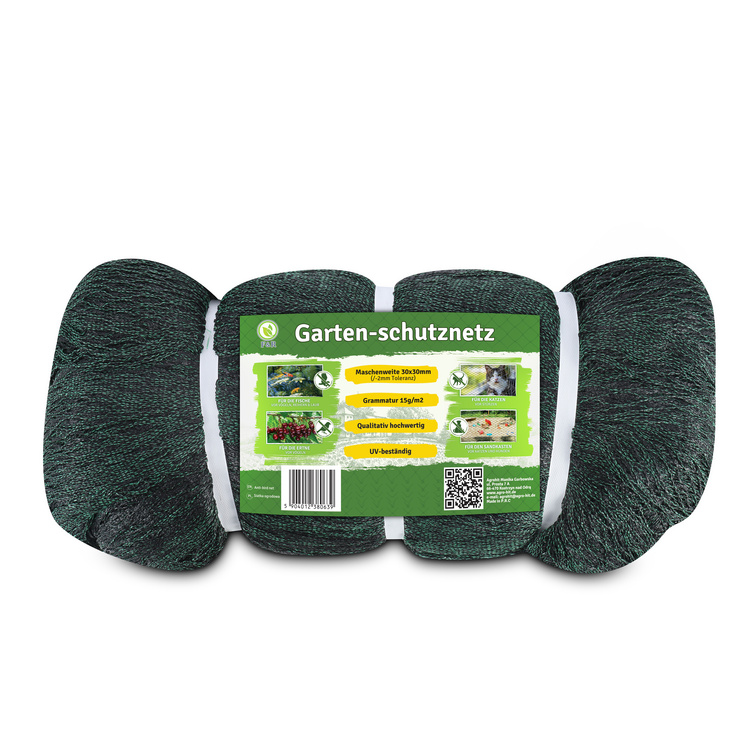 Vogelschutznetz Teichnetz Obstbaumnetz Schutznetz sehr stark - schwarz /grün - 8,0x25,0 Meter