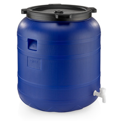 Weithalsfass Futtertonne Fasssilage Kunststoff Regen Fass mit Zapfhahn - 150 Liter - blau