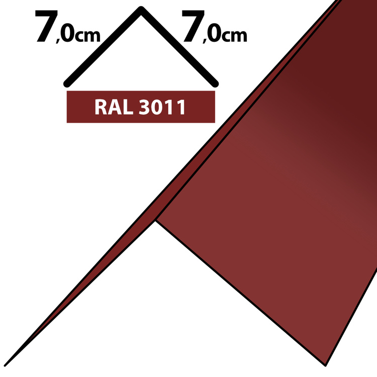 1m Winkelblech Kantblech Kante Blechwinkel pulverbeschichtetes 0,5mm, Zuschnitt 14cm -RAL-3011 Rot