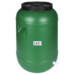 Weithalsfass Sauerkrautfas Regen Fass Gepäcktonne Camping mit Hahn, grün - 120 Liter