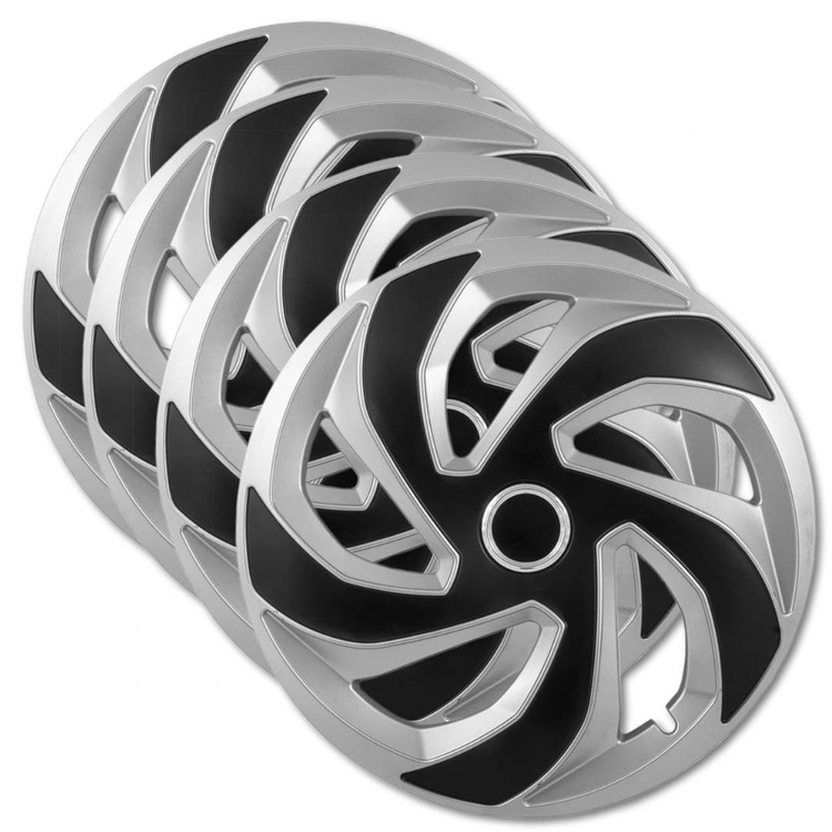 Radkappen, Radkappen silber&schwarz REX RING MIX 15" - 4er Set
