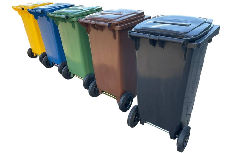 Mülltonne Abfalltonne Reststofftonne laufruhige Vollgummi-Räder - Braun - 120L