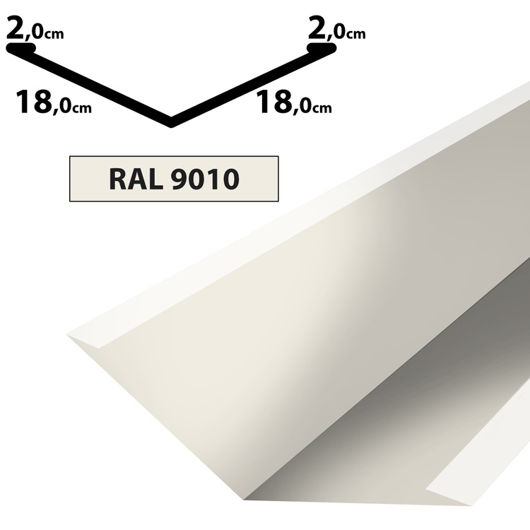 2m Kehlblech Kehle Dachblech Winkelblech pulverbeschichtetes 0,5mm, Zuschnitt 40cm -RAL-9010 Weiß