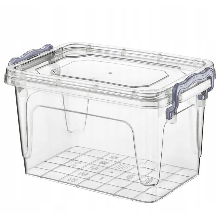 Quadratischer Behälter, Aufbewahrungsbox, Transparentbox, Kunststoffbox, Klappbox, Plastikbox - transparent - 1,00 Liter