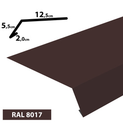 1m Traufblech, Pulverbeschichtetes Rinneneinhang-Dachblech, Zuschnitt 20cm -RAL-8017 Braun