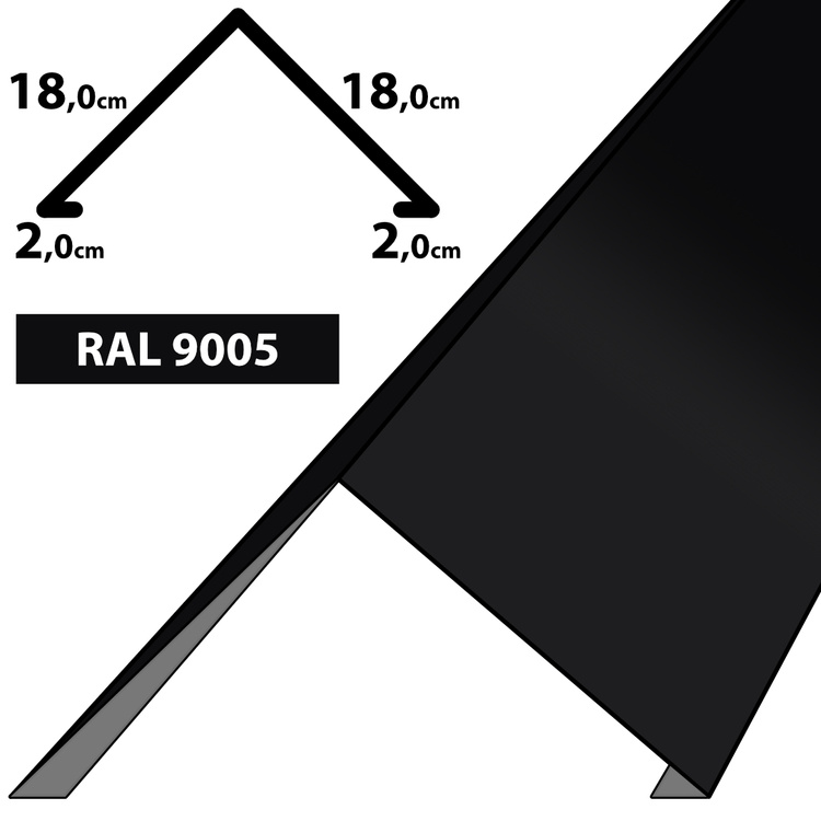 1m Firstblech Dachblech pulverbeschichtetes Zuschnitt 40cm -RAL-9005 Schwarz