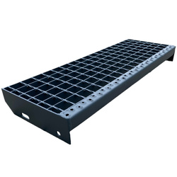 Metallstufe Gitterroststufen Treppenstufen, RAL 7016 Anthrazitgrau matt, Maschenweite 34x38mm - 600x270mm