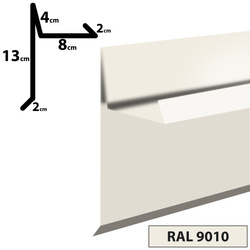 1m Ortgangblech II Windblech pulverbeschichtetes 0,5mm, Zuschnitt 30cm -RAL-9010 Weiß