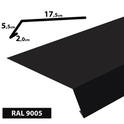 1m Traufblech, Pulverbeschichtetes Rinneneinhang-Dachblech, Zuschnitt 25cm -RAL-9005 Schwarz