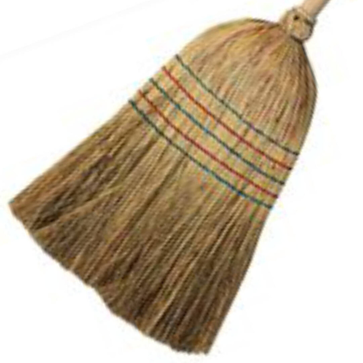 Straßenbesen aus Sorgho-Reisstroh (5xgenäht) mit Stiel