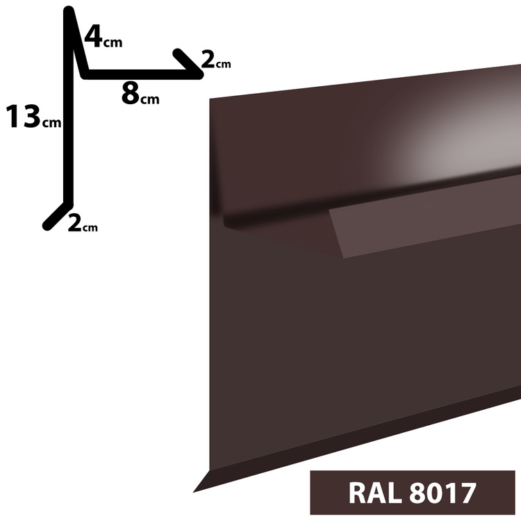 1m Ortgangblech II Windblech pulverbeschichtetes 0,5mm, Zuschnitt 30cm -RAL-8017 Braun