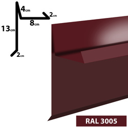 1m Ortgangblech II Windblech pulverbeschichtetes 0,5mm, Zuschnitt 30cm -RAL-3005 Weinrot