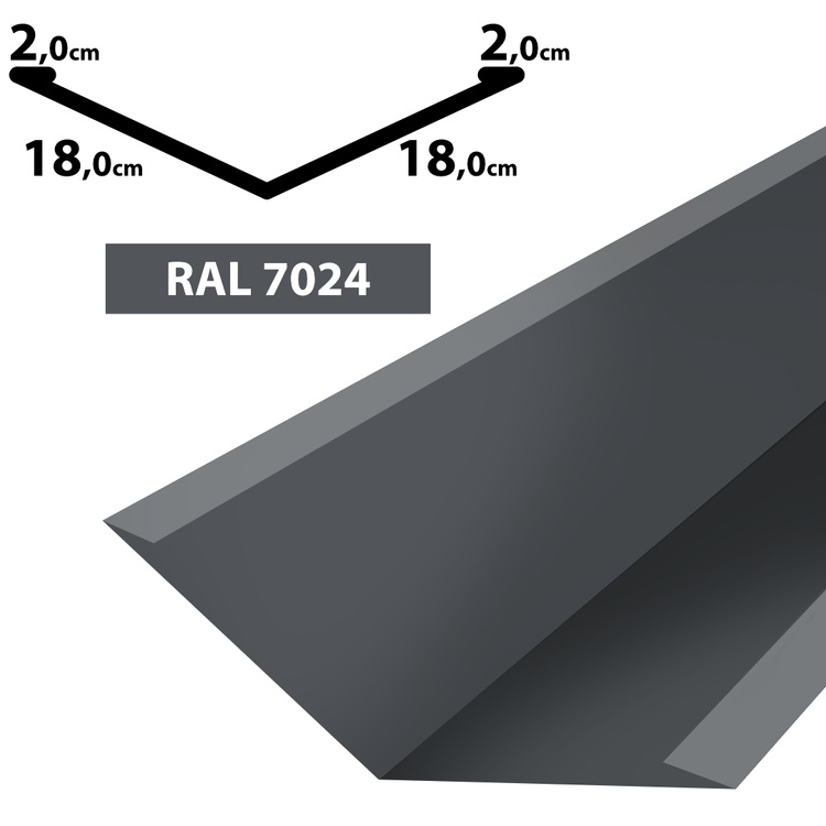 1m Kehlblech Kehle Dachblech Winkelblech pulverbeschichtetes 0,5mm, Zuschnitt 40cm -RAL-7024 Grau