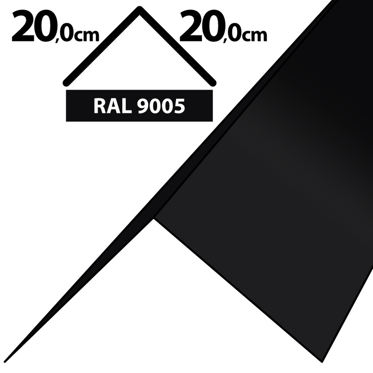 2m Winkelblech Kantblech Kante Blechwinkel pulverbeschichtetes 0,5mm, Zuschnitt 40cm -RAL-9005 Schwarz