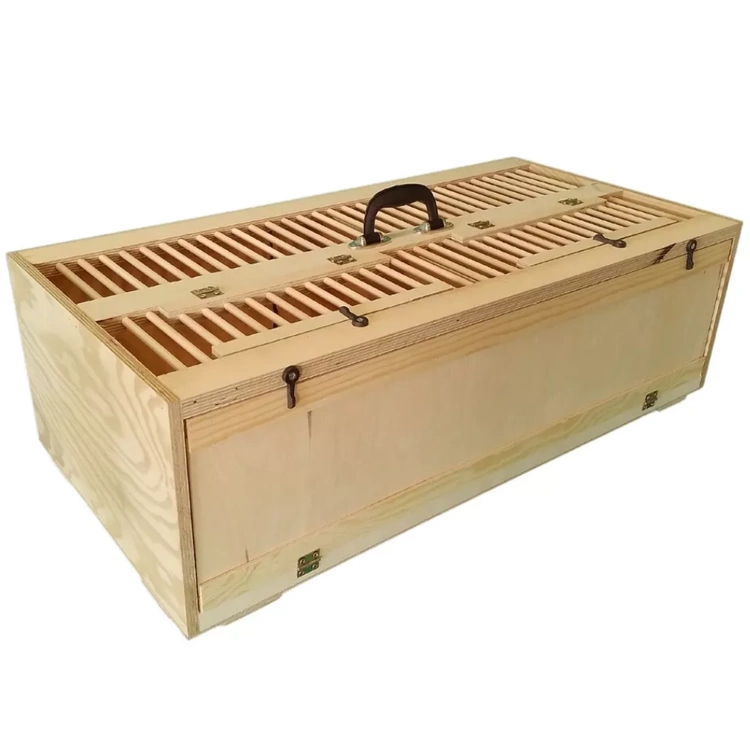 Transportkiste aus Sperrholz mit aufklappbarem Deckel - 80x40 cm