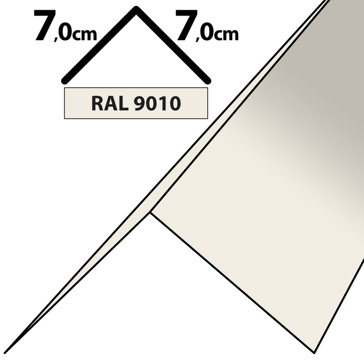 1m Winkelblech Kantblech Kante Blechwinkel pulverbeschichtetes 0,5mm, Zuschnitt 14cm -RAL-9010 Weiß 