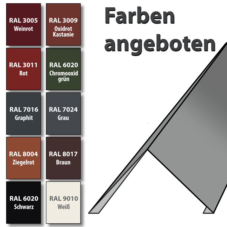 1m Firstblech Dachblech pulverbeschichtetes Zuschnitt 40cm -RAL-8004 Ziegelrot