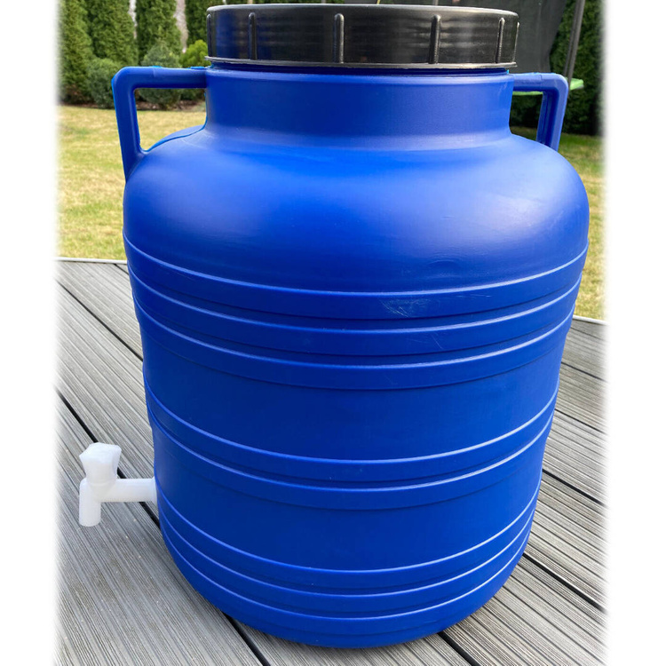 Weithalsfass Sauerkrautfas Regen Fass Gepäcktonne Camping - mit Tap - 60 Liter - blau