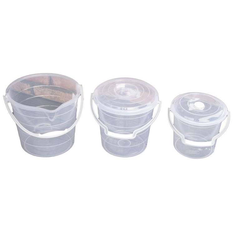 Eimer, Plastikeimer, Haushaltseimer, Wassereimer, Kunststoffeimer mit Tragebügel Skala und Deckel, transparent - 13L