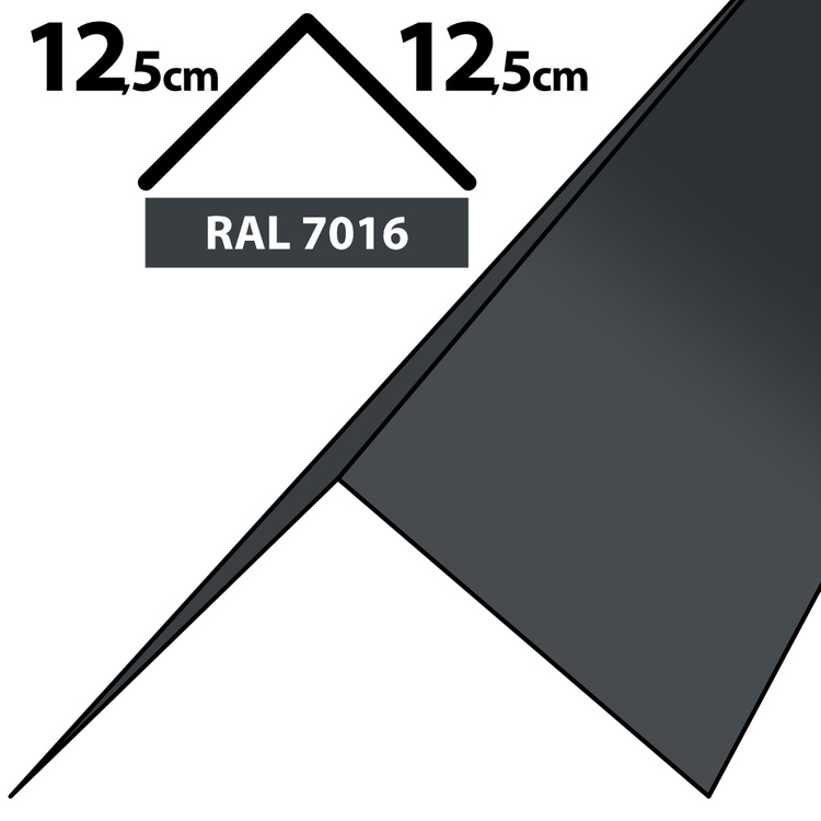 2m Winkelblech Kantblech Kante Blechwinkel pulverbeschichtetes 0,5mm, Zuschnitt 25cm -RAL-7016 Graphit