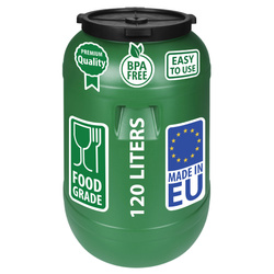 Weithalsfass Sauerkrautfas Regen Fass Gepäcktonne Camping, grün - 120 Liter