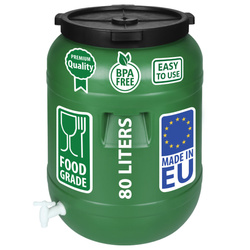 Weithalsfass Sauerkrautfas Regen Fass Gepäcktonne Camping mit Hahn, grün - 80 Liter