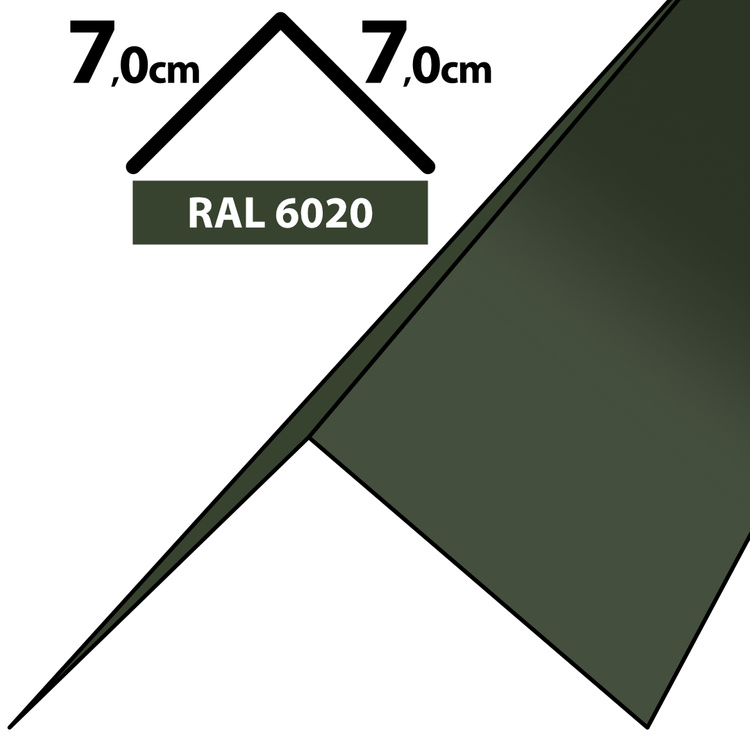 1m Winkelblech Kantblech Kante Blechwinkel pulverbeschichtetes 0,5mm, Zuschnitt 14cm -RAL-6020 Chromooxidgrün