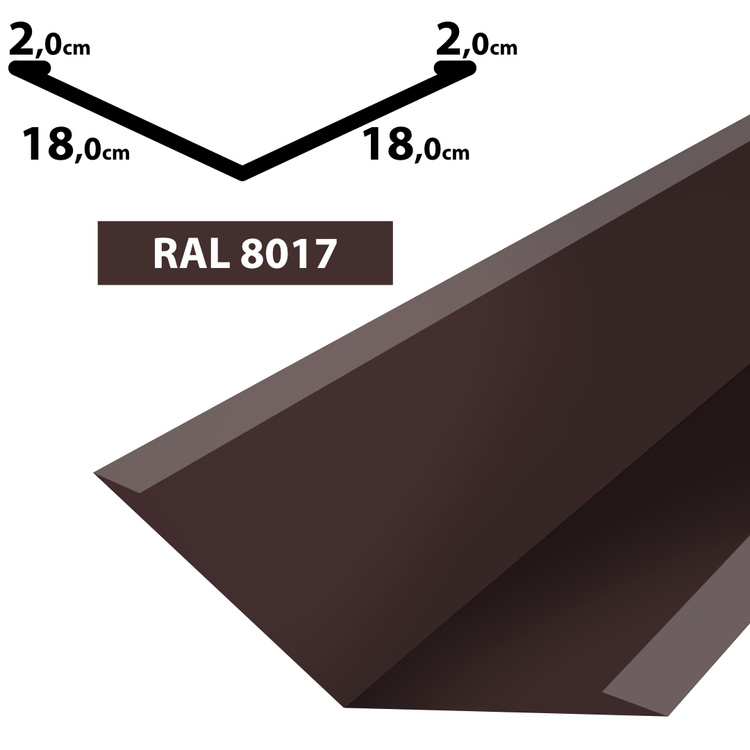 1m Kehlblech Kehle Dachblech Winkelblech pulverbeschichtetes 0,5mm, Zuschnitt 40cm -RAL-8017 Braun