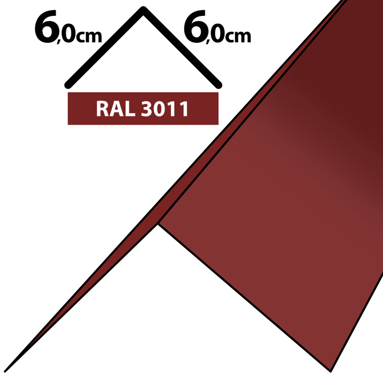 1m Winkelblech Kantblech Kante Blechwinkel pulverbeschichtetes 0,5mm, Zuschnitt 12cm -RAL-3011 Rot